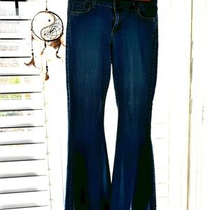 Free People Blue Flare Wide Leg Jeans